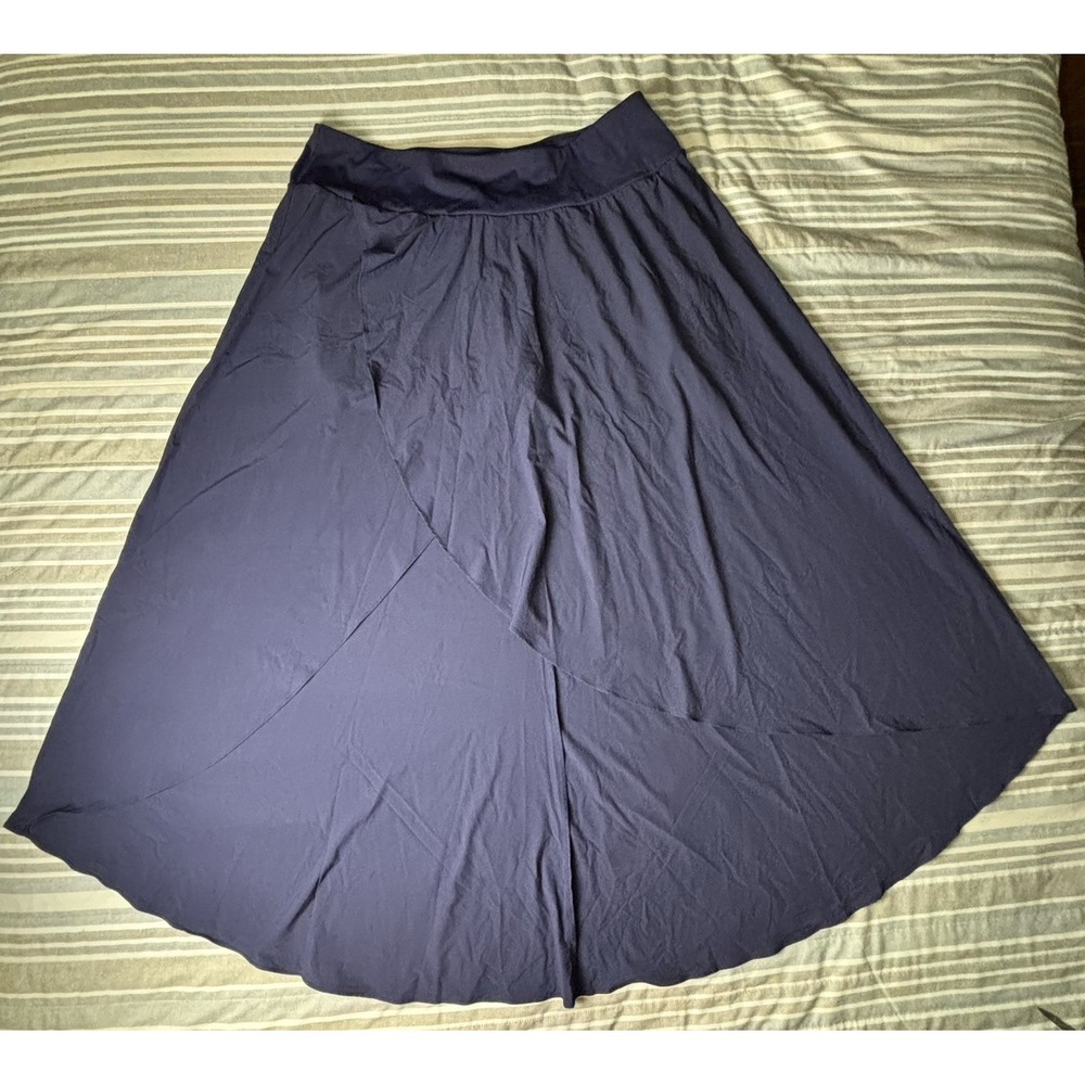 Halara Breezeful™ High Waisted High Low Ruffle 2-in-1 Flowy Midi Navy Blue Sz 2X